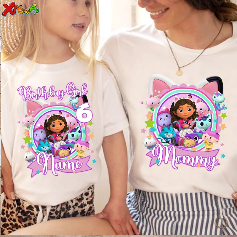 Girls Birthday Party T-shirt Custom Name Kids Matching Family Outfits Mom And Daughter Matching Clothes Family Look