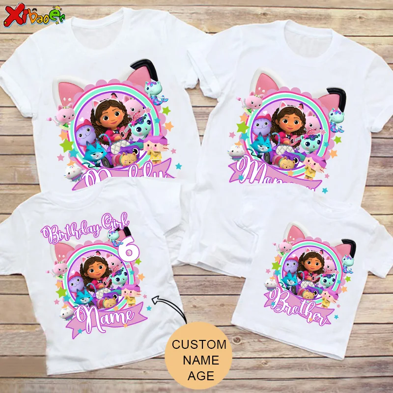 Girls Birthday Party T-shirt Custom Name Kids Matching Family Outfits Mom And Daughter Matching Clothes Family Look