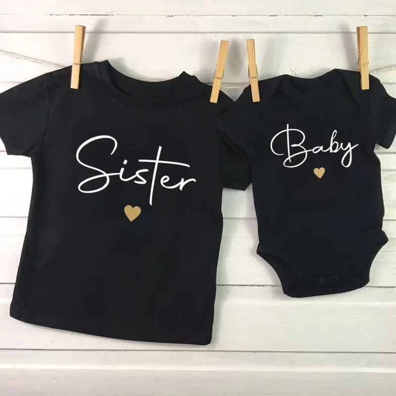 Daddy/Mommy/Sister/Brother/Baby Print Family Matching Outfits Short Sleeve Casual Family Outfit Summer Matching Set Clothing