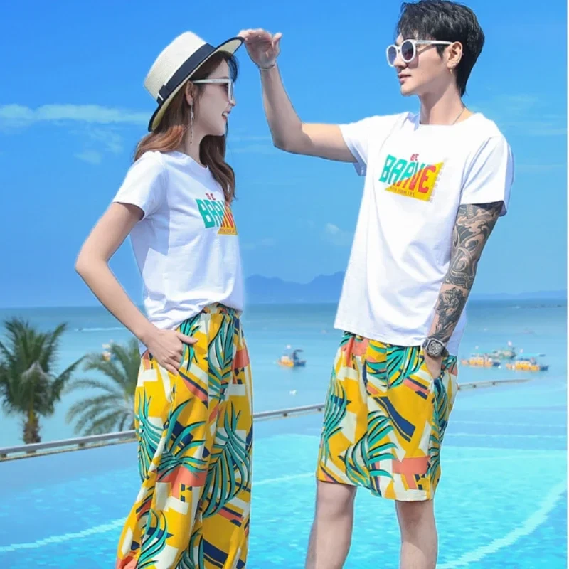 Summer Beach Vacation Family Matching Set Mom Daughter Sleeve T-Shirt Cropped Pants Kids Clothes Outfit Whole Family Look Short